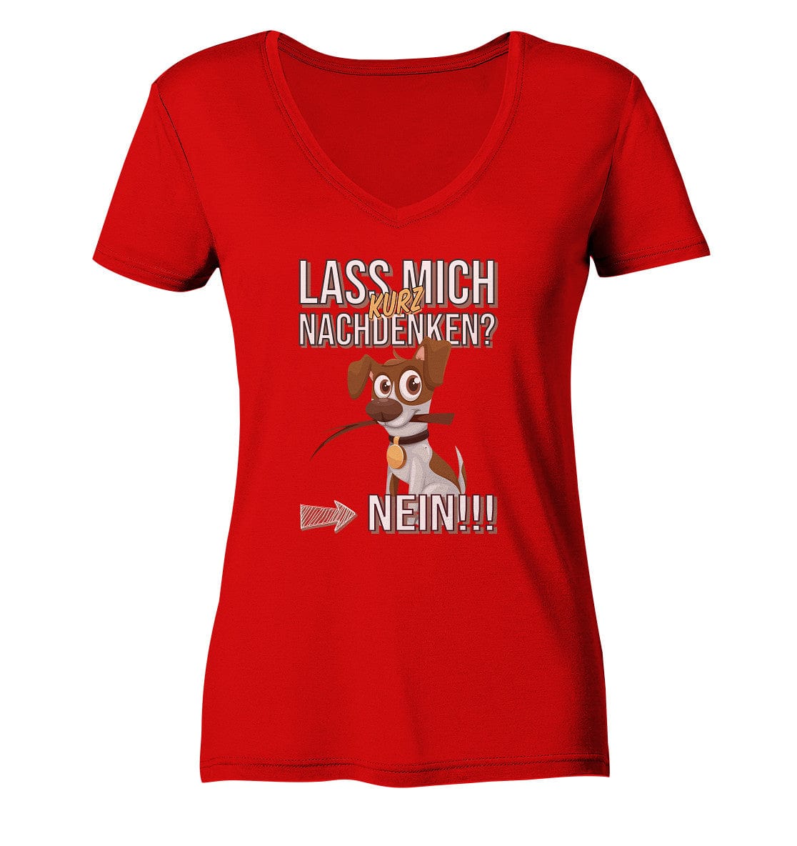 Lass mich kurz nachdenken - Jack Russel - Ladies V-Neck Shirt Red / XS