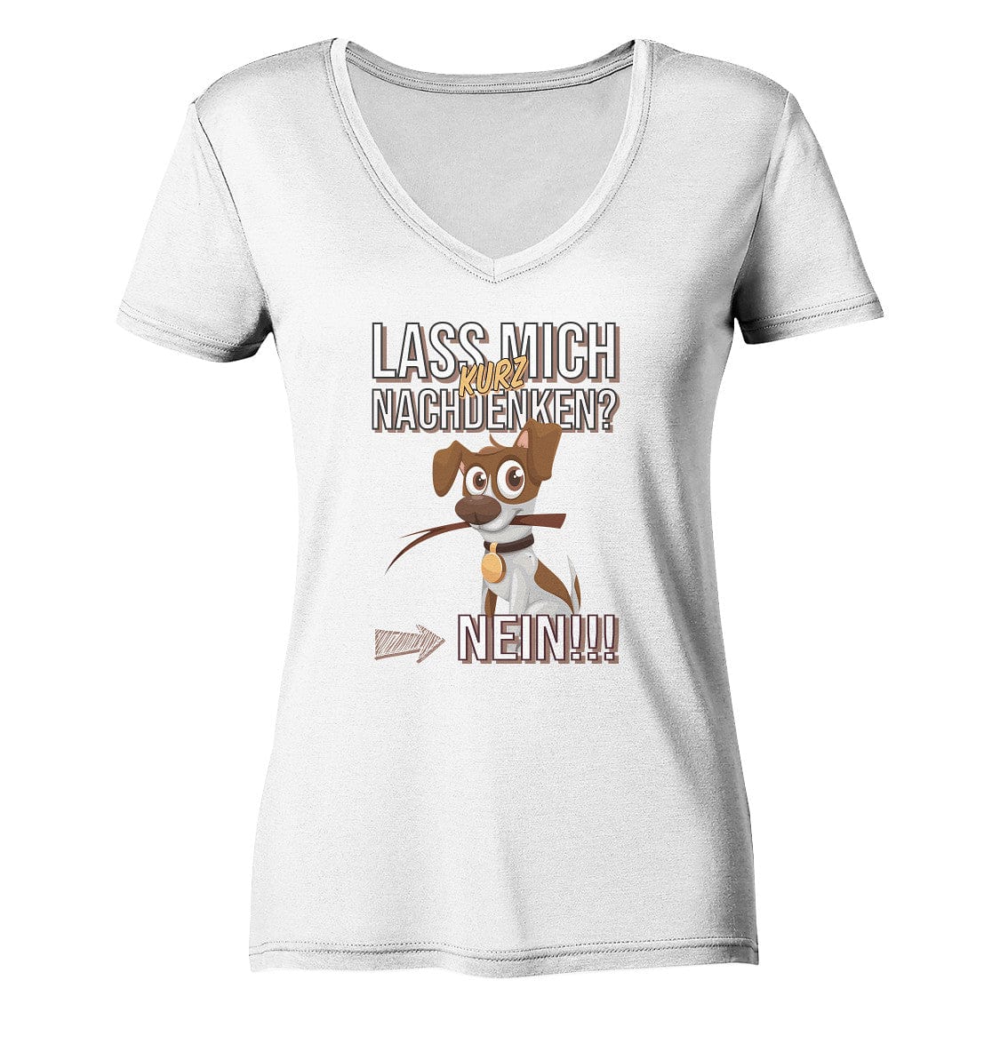 Lass mich kurz nachdenken - Jack Russel - Ladies V-Neck Shirt White / XS