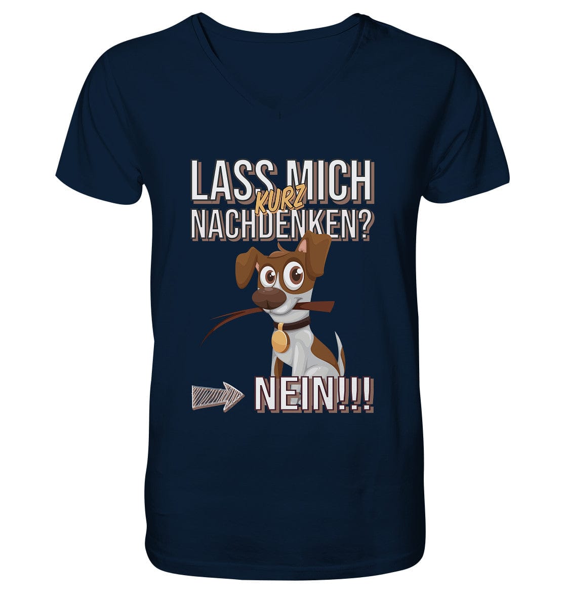 Lass mich kurz nachdenken - Jack Russel - Mens Organic V-Neck Shirt French Navy / S