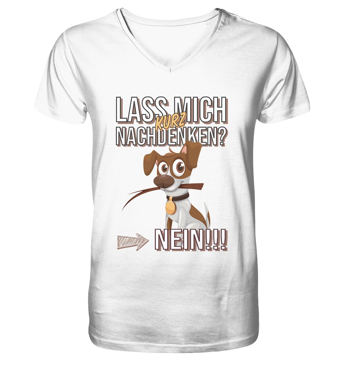 Lass mich kurz nachdenken - Jack Russel - Mens Organic V-Neck Shirt White / S