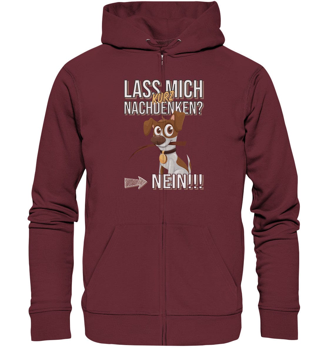 Lass mich kurz nachdenken - Jack Russel - Organic Zipper Burgundy / S
