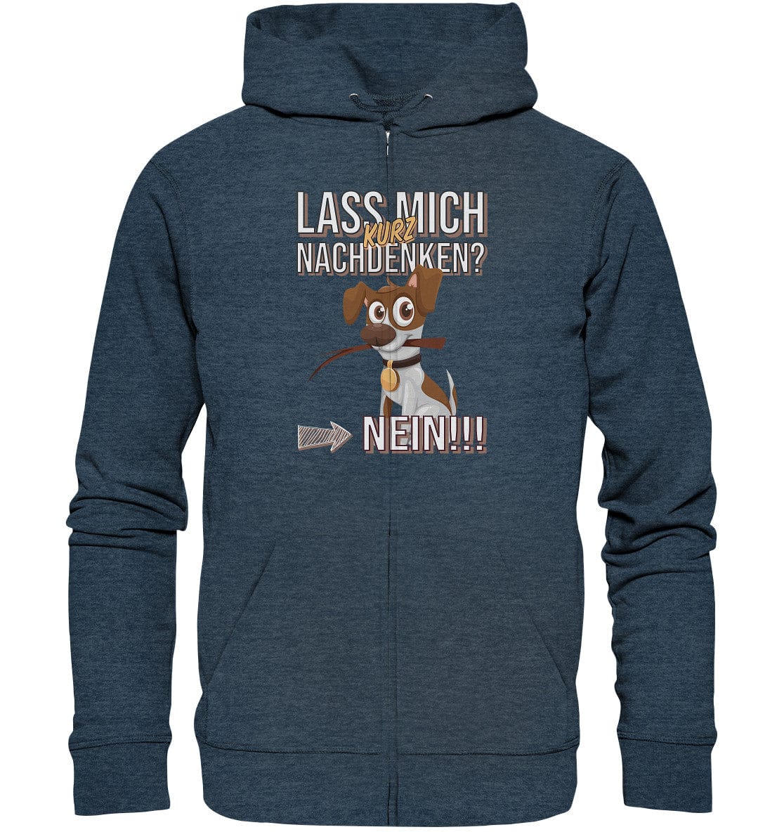 Lass mich kurz nachdenken - Jack Russel - Organic Zipper Dark Heather Blue / S