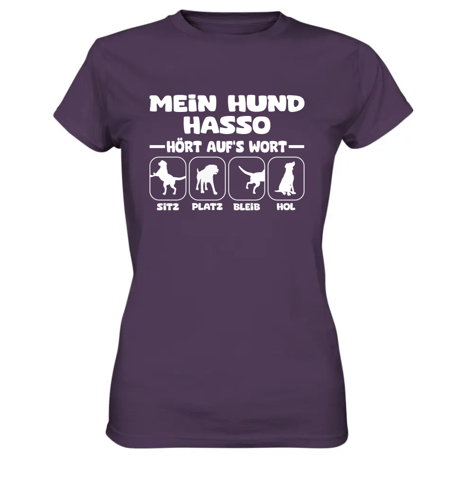 Mein Hund hört aufs Wort - personalisierbar (mit/ohne Hundename) - Ladies Premium Shirt Urban Purple / XS