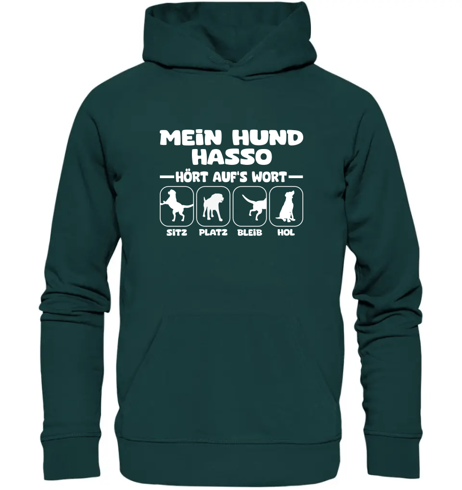 Mein Hund hört aufs Wort - personalisierbar - Organic Hoodie Glazed Green / XS