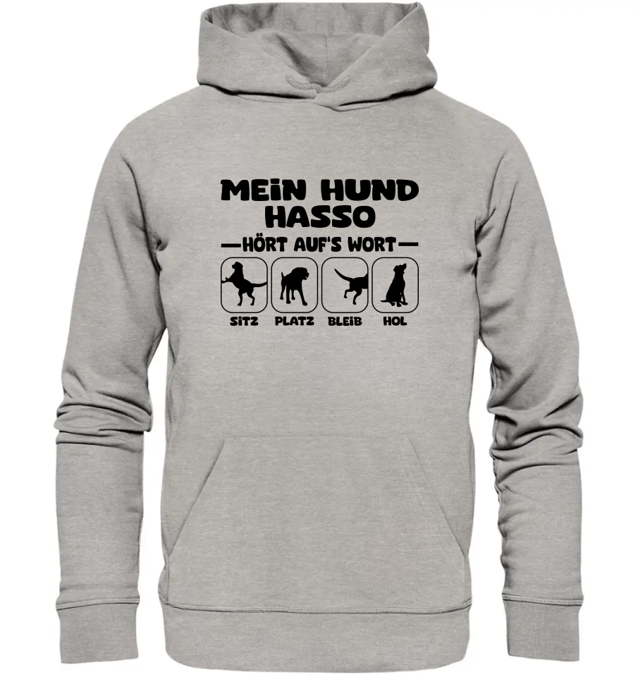Mein Hund hört aufs Wort - personalisierbar - Organic Hoodie Heather Grey / XS