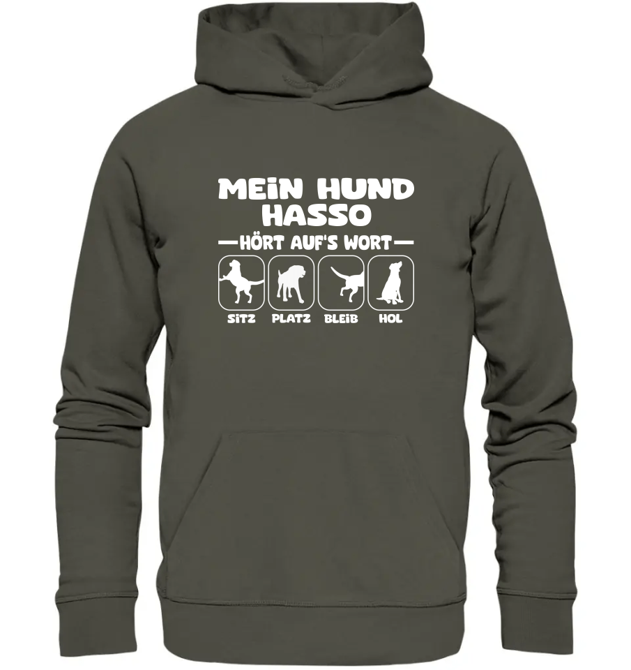 Mein Hund hört aufs Wort - personalisierbar - Organic Hoodie Khaki / XS