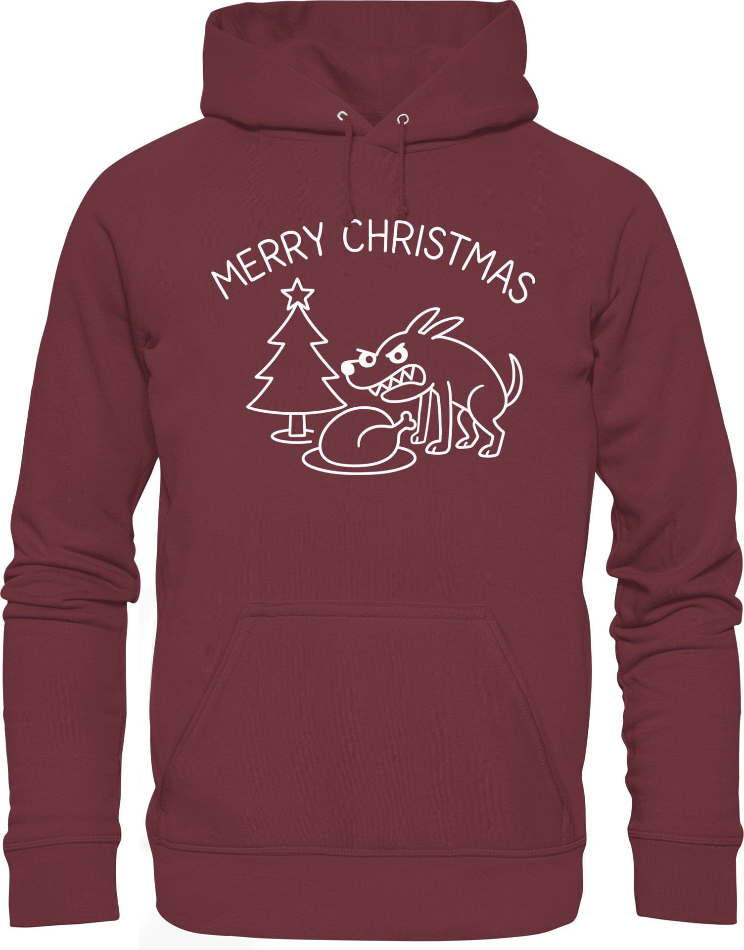Merry Christmas Hoodie - Lustiger Hunde Organic Kapuzenpullover | Bio Baumwolle & Fair produziert Burgundy / XS