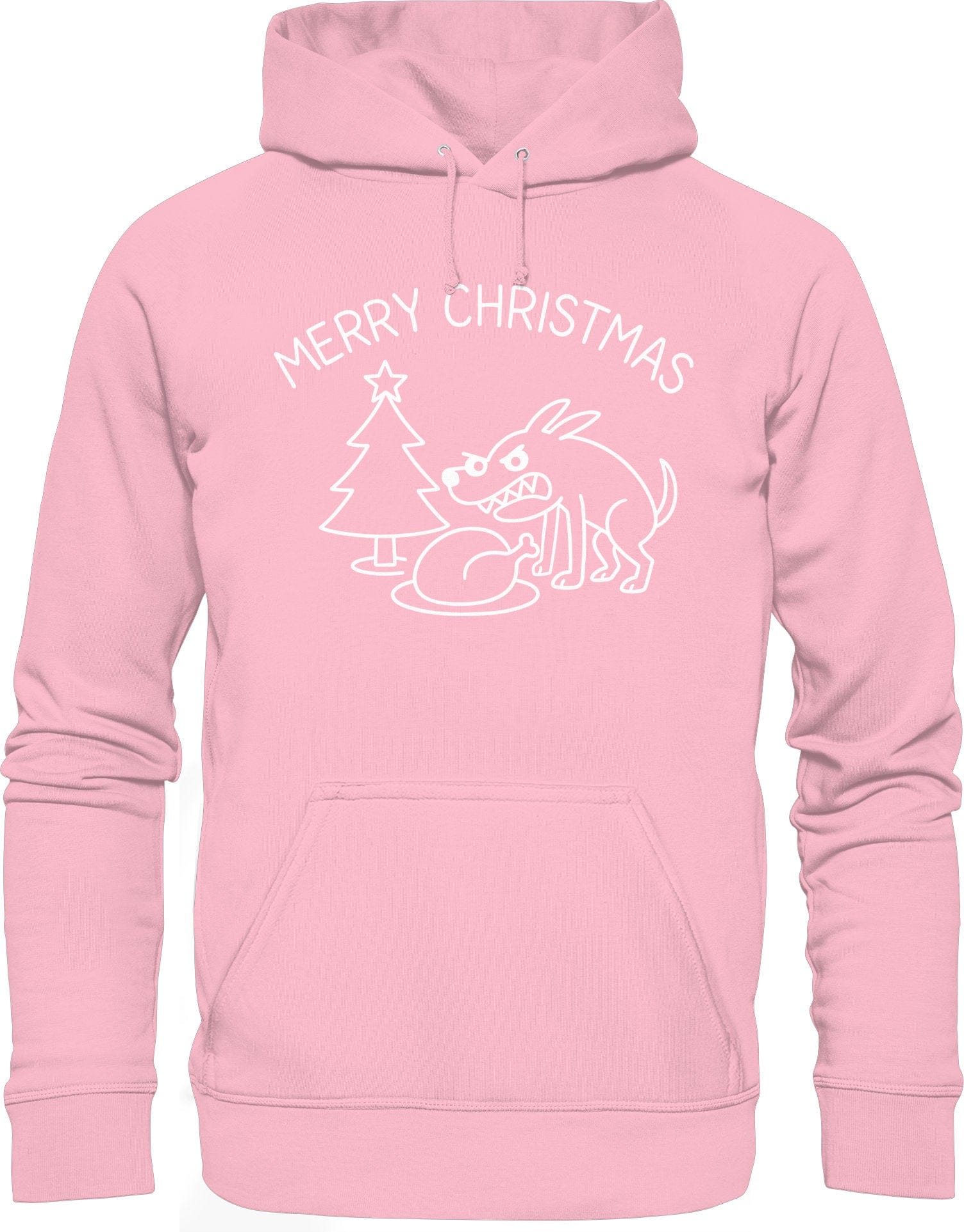 Merry Christmas Hoodie - Lustiger Hunde Organic Kapuzenpullover | Bio Baumwolle & Fair produziert Cotton Pink / XS