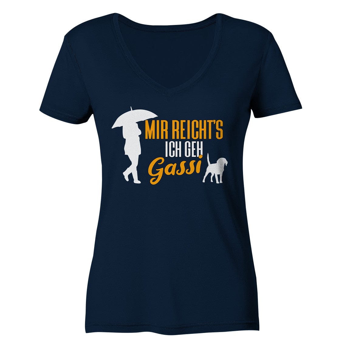 Mir reicht's ich geh Gassi - Hundespruch - Ladies V-Neck Shirt Navy / XS