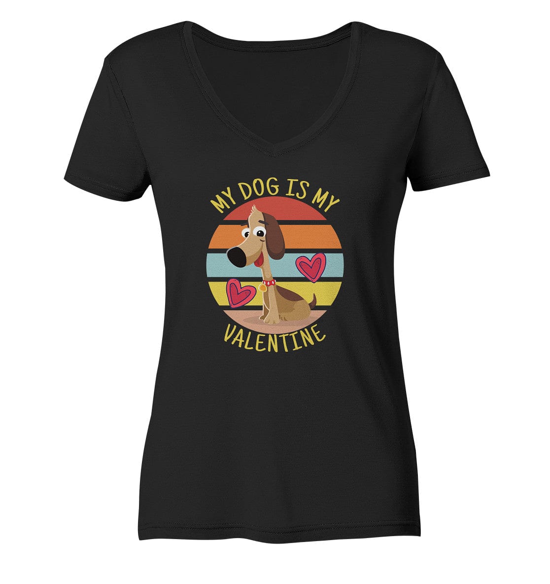 My dog is my valentine - Hundespruch - Ladies V-Neck Shirt Black / XS