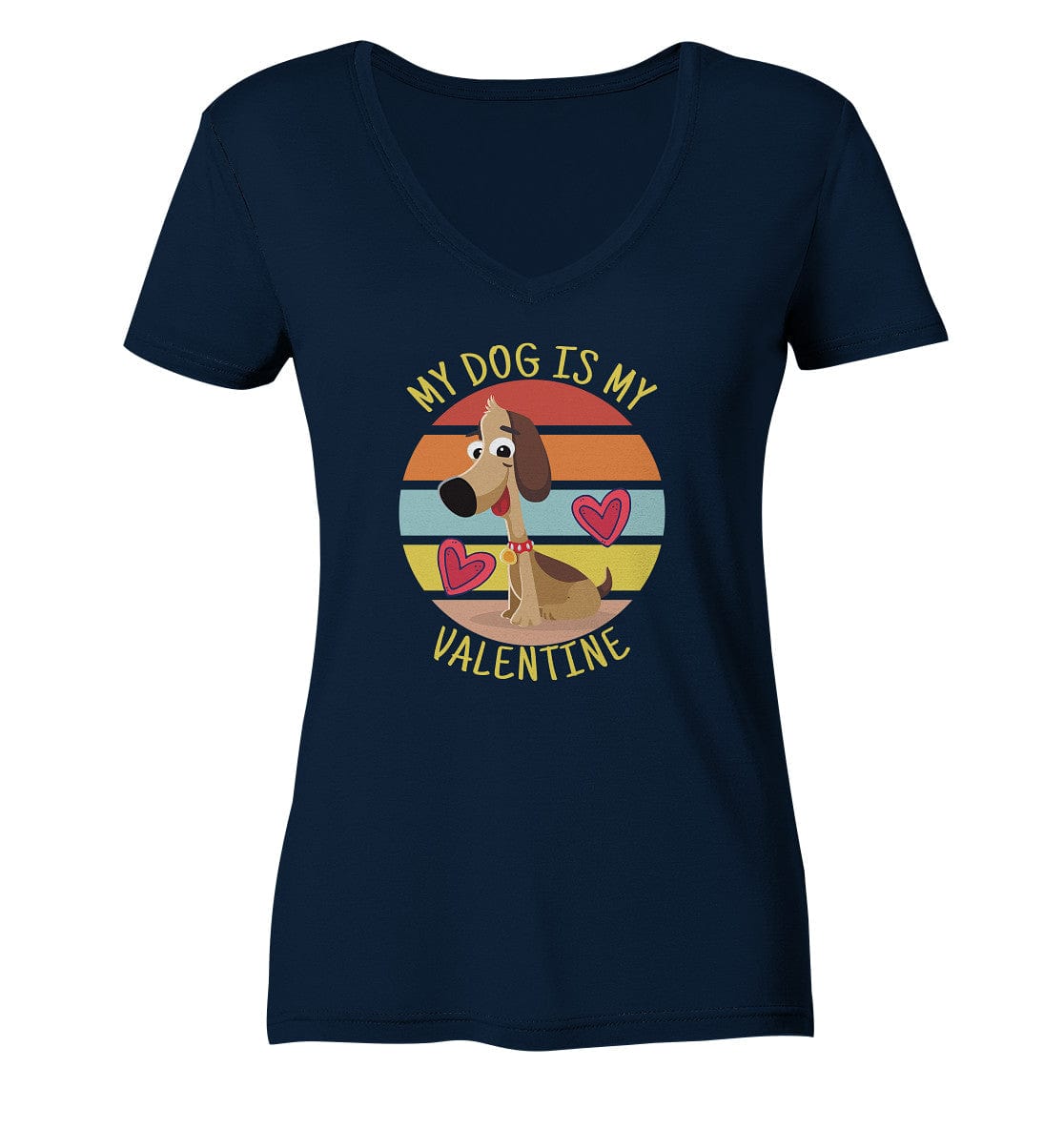 My dog is my valentine - Hundespruch - Ladies V-Neck Shirt Navy / XS