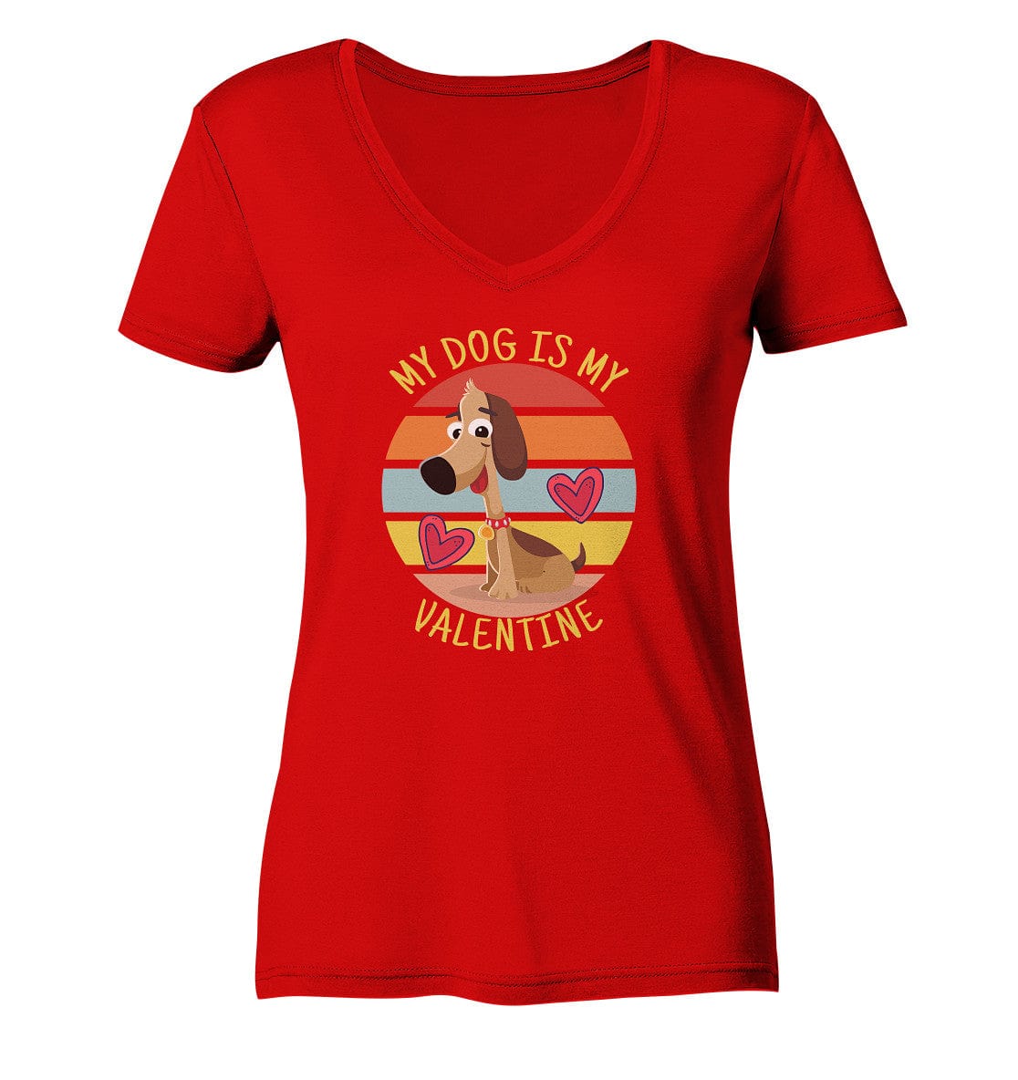 My dog is my valentine - Hundespruch - Ladies V-Neck Shirt Red / XS