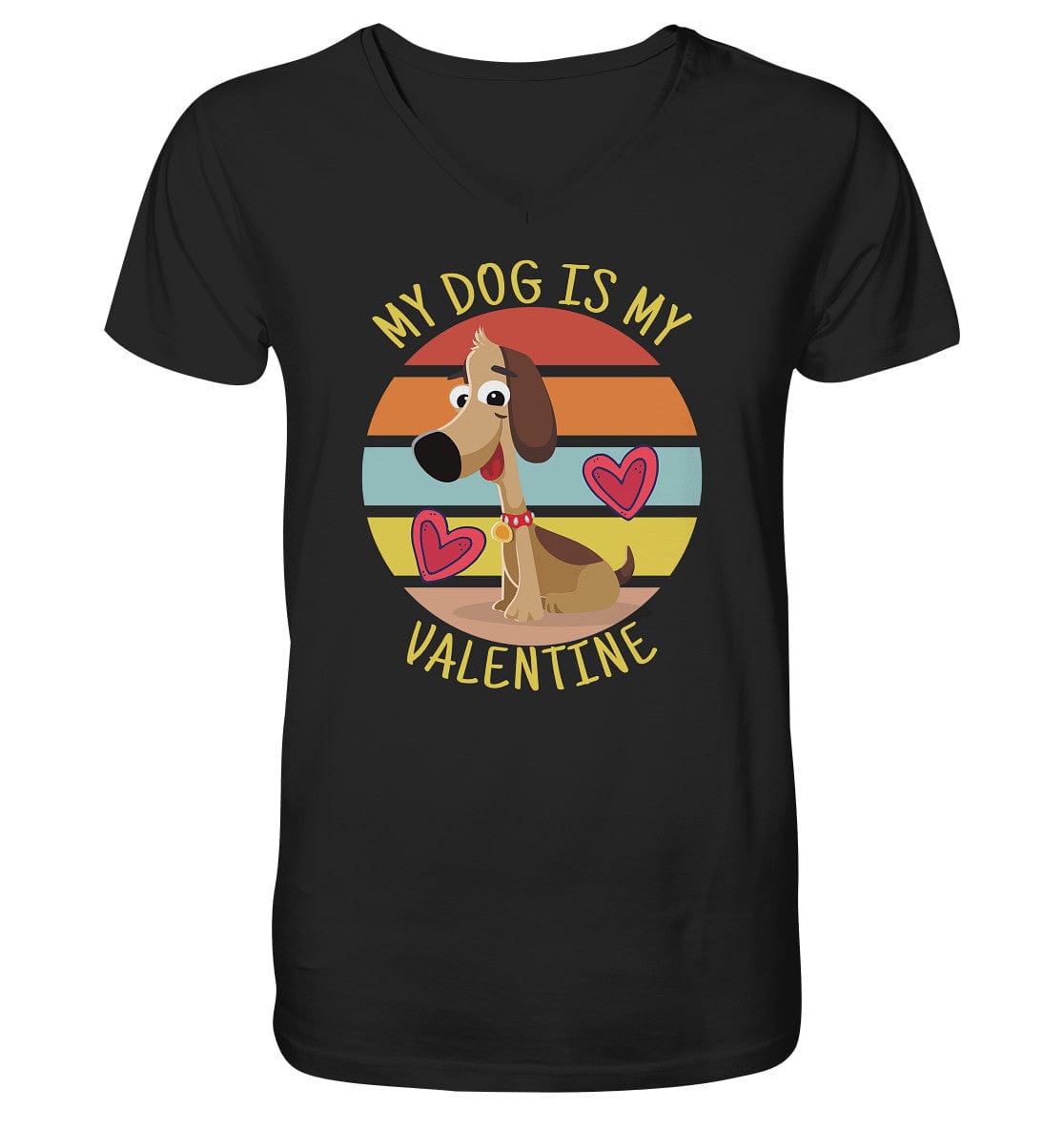 My dog is my valentine - Hundespruch - Mens Organic V-Neck Shirt Black / S