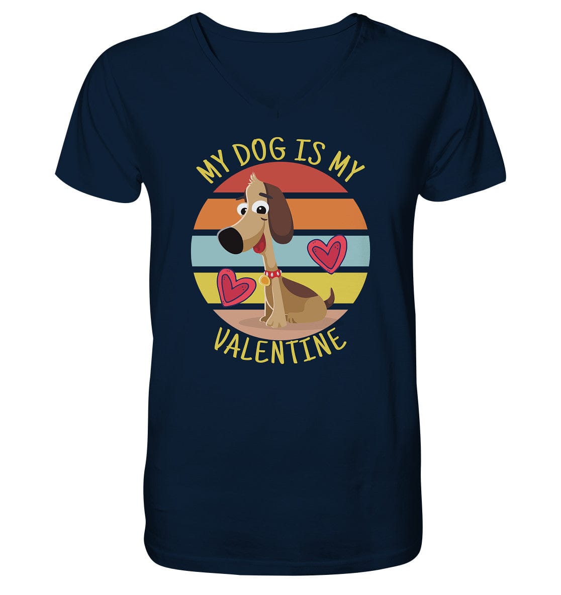 My dog is my valentine - Hundespruch - Mens Organic V-Neck Shirt French Navy / S
