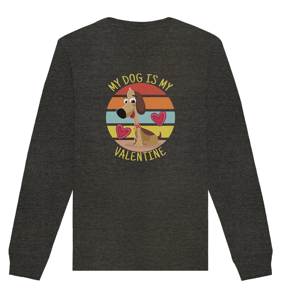 My dog is my valentine - Hundespruch - Organic Basic Unisex Sweatshirt Dark Heather Grey / XS