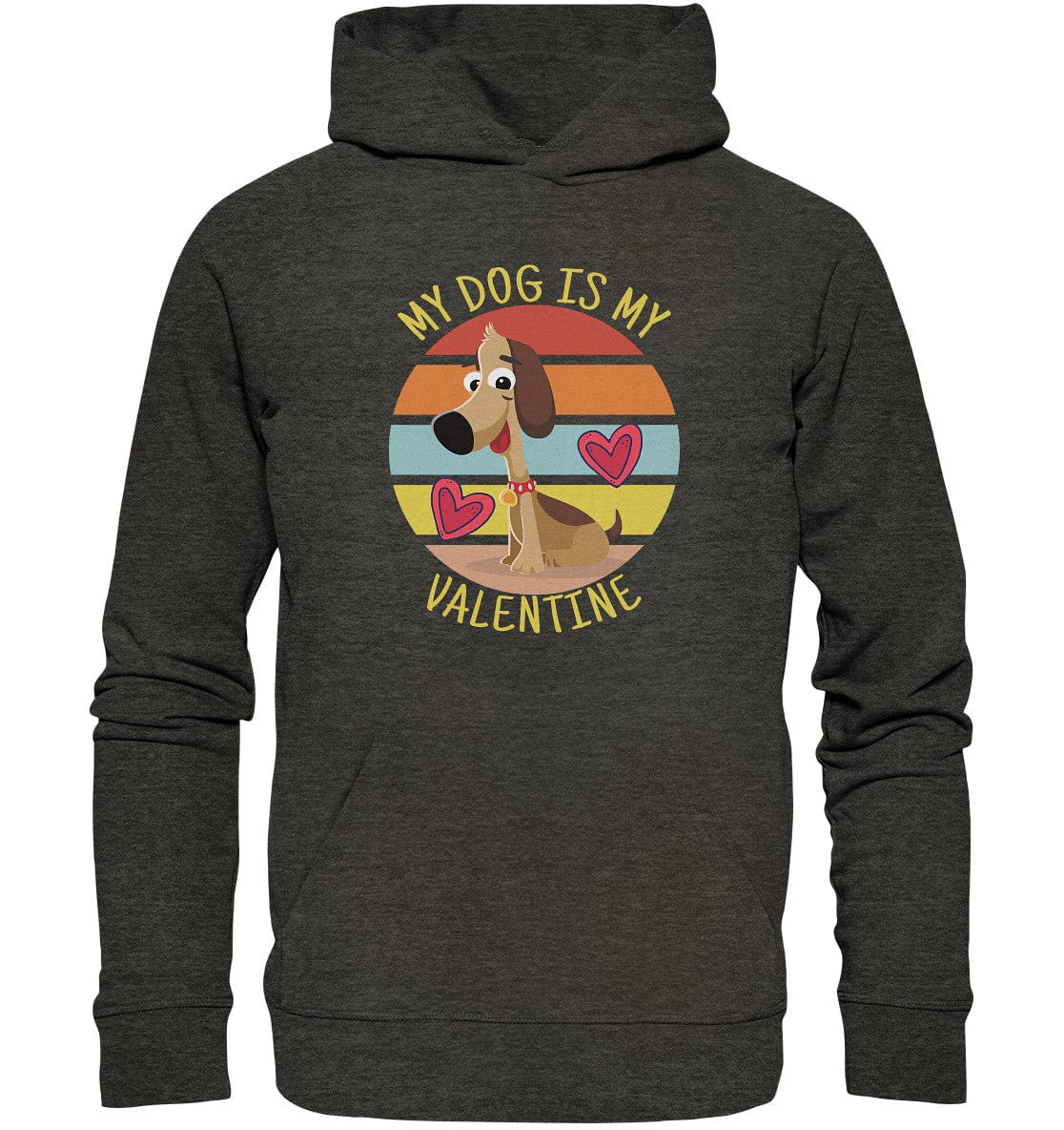 My dog is my valentine - Hundespruch - Organic Hoodie Dark Heather Grey / XS