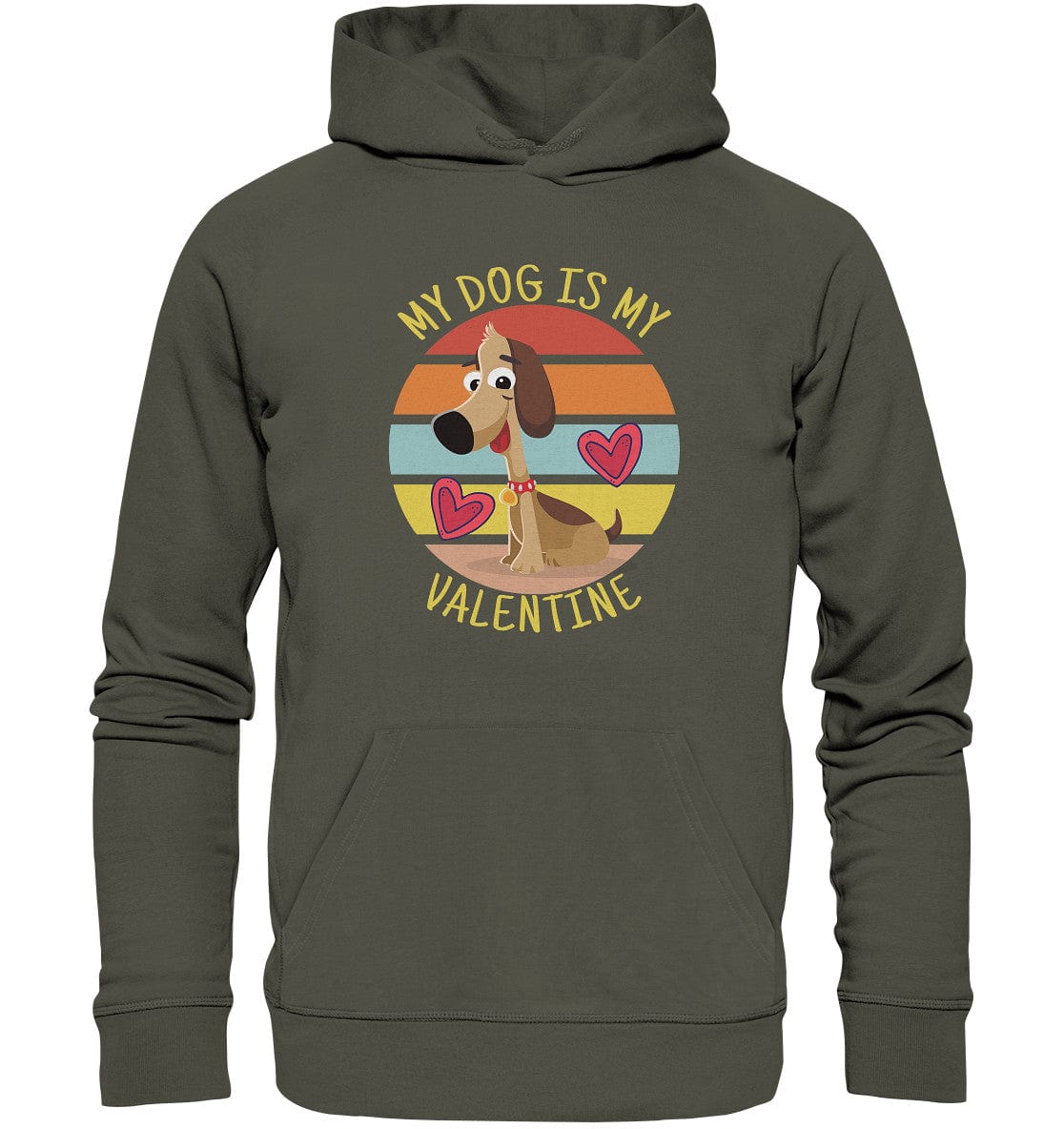 My dog is my valentine - Hundespruch - Organic Hoodie Khaki / XS