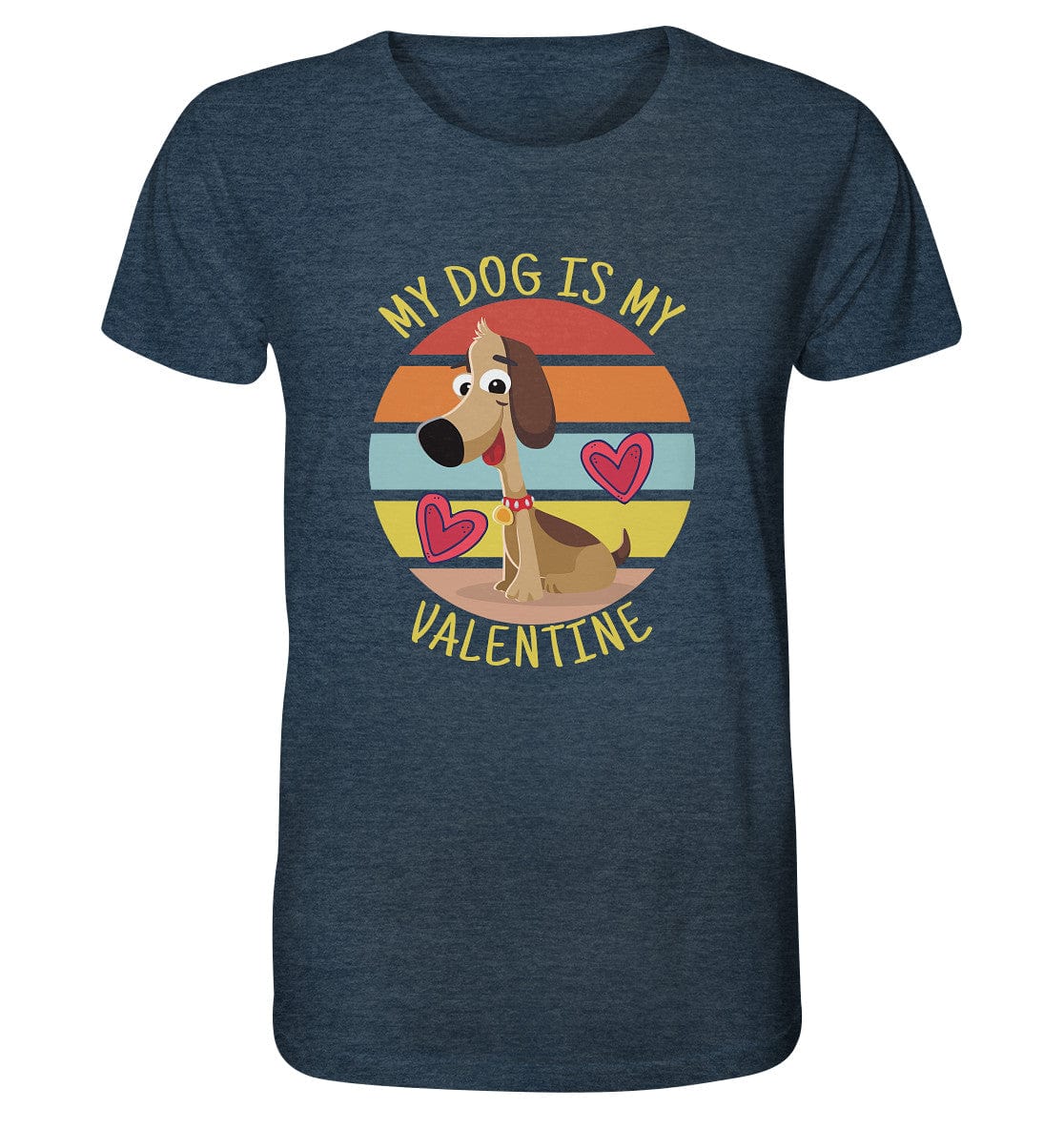 My dog is my valentine - Hundespruch - Organic Shirt Dark Heather Blue / XS