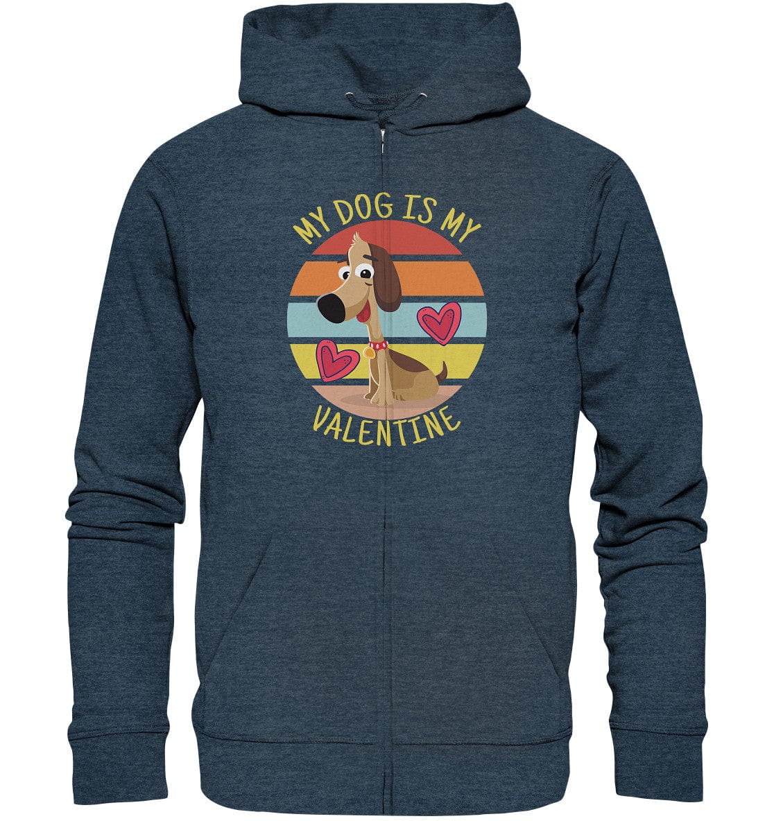 My dog is my valentine - Hundespruch - Organic Zipper Dark Heather Blue / S