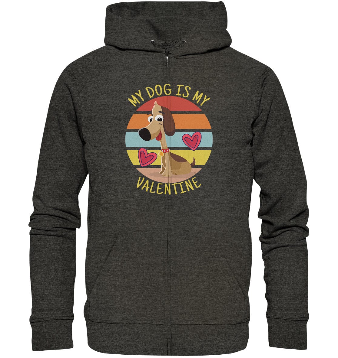 My dog is my valentine - Hundespruch - Organic Zipper Dark Heather Grey / S