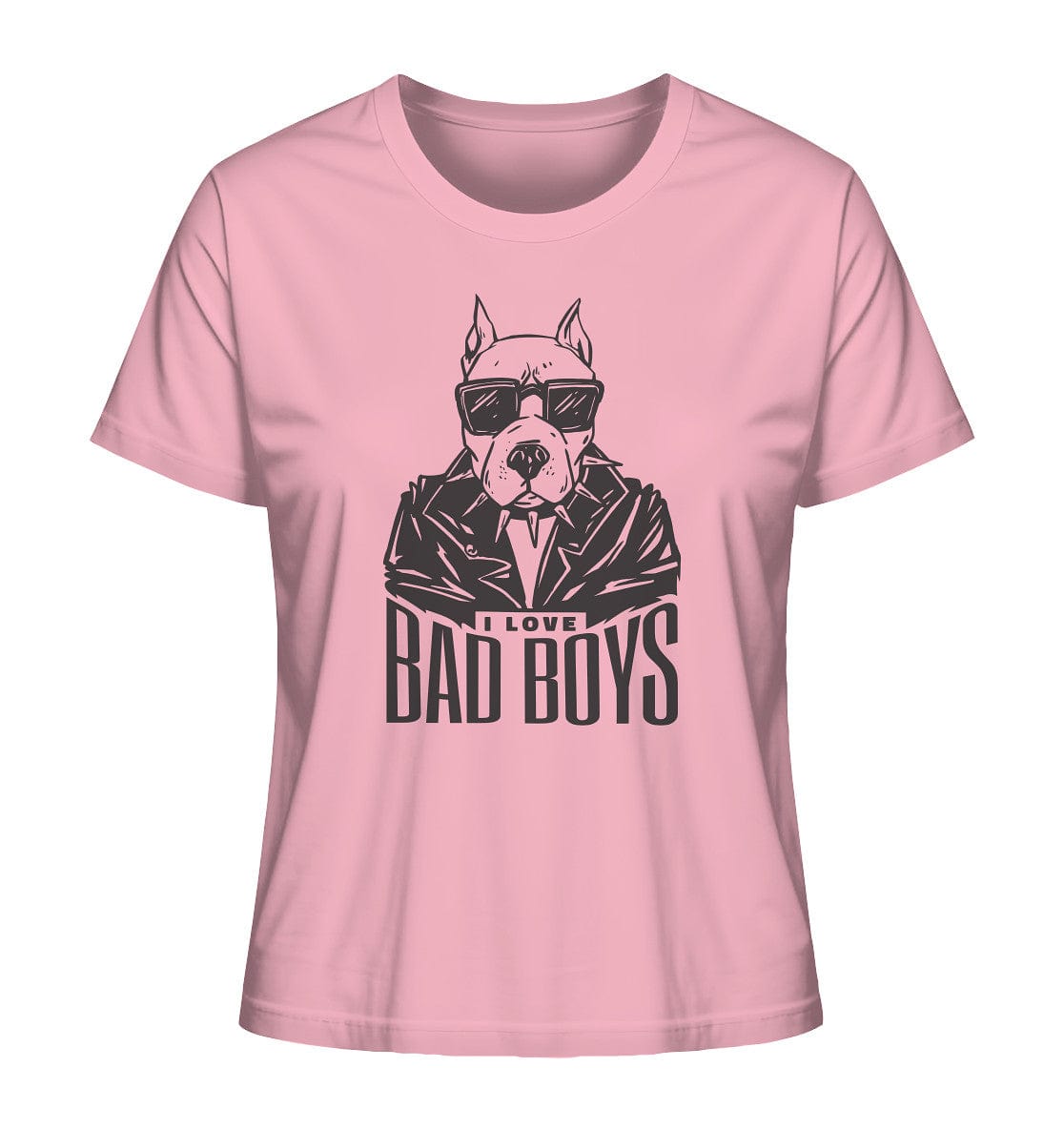 Pitbull - I love bad boys - Ladies Organic Shirt Cotton Pink / XS