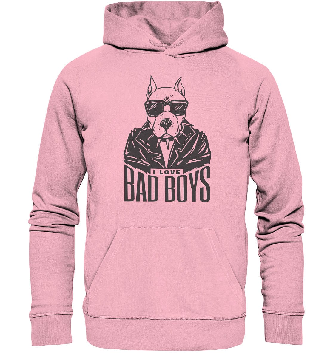 Pitbull - I love bad boys - Organic Hoodie Cotton Pink / XS
