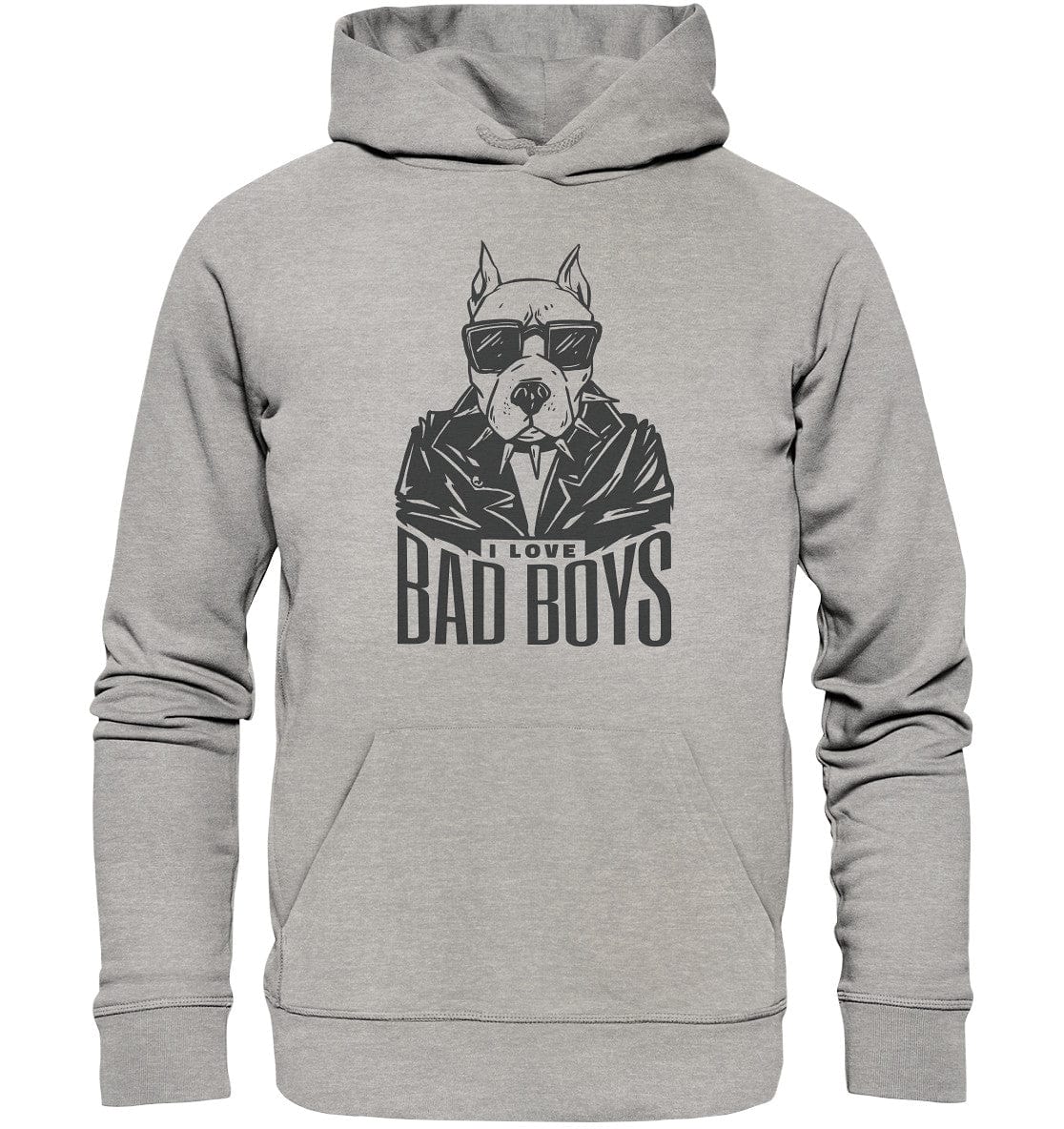 Pitbull - I love bad boys - Organic Hoodie Heather Grey / XS