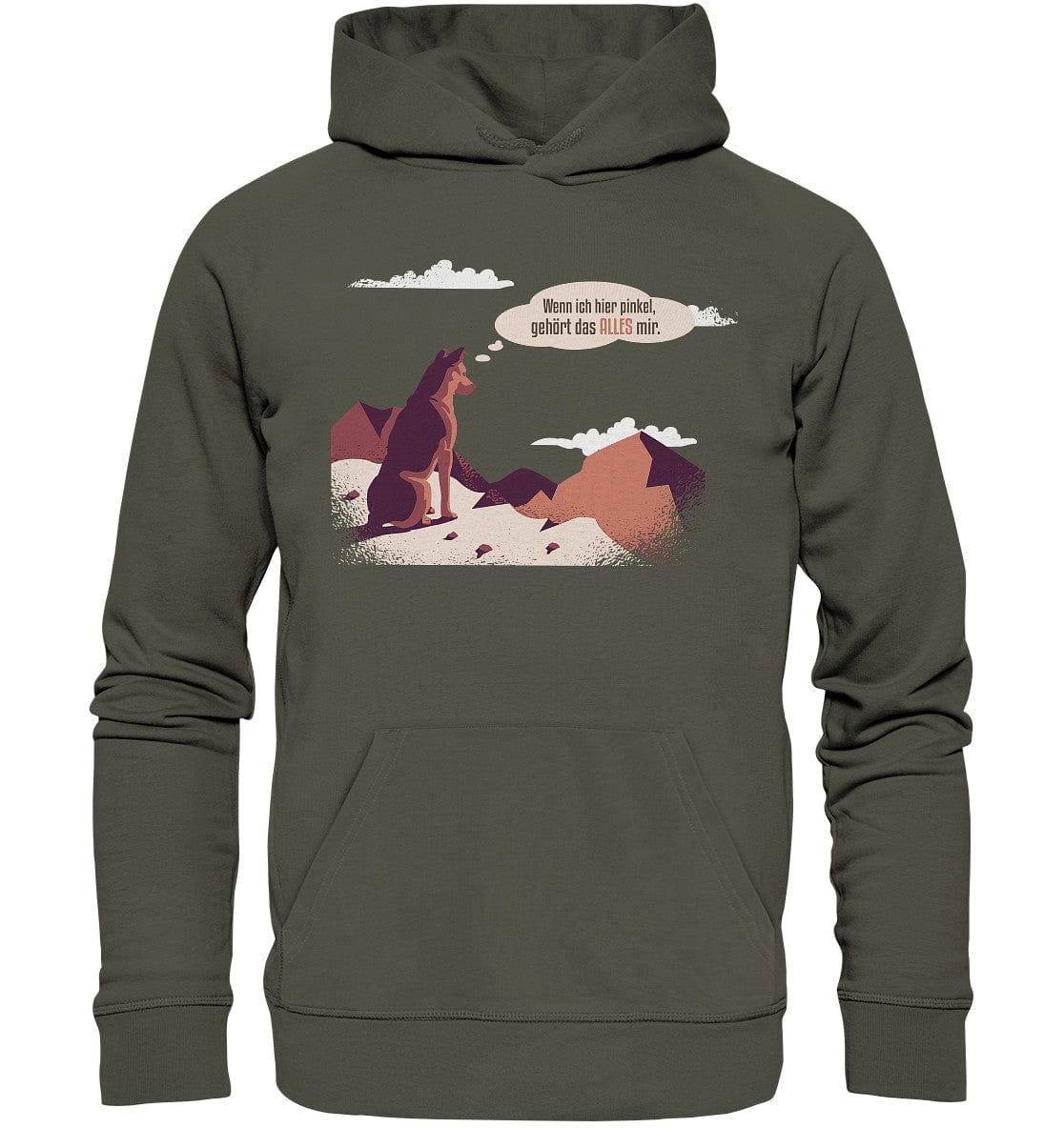 Schäferhund in den Bergen - Organic Hoodie Khaki / XS