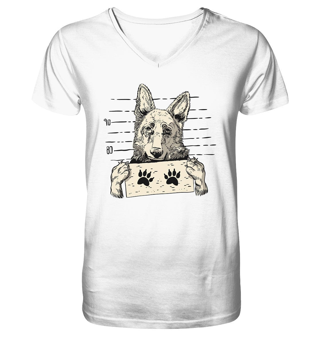 Schäferhund - Mugshot - Mens Organic V-Neck Shirt White / S