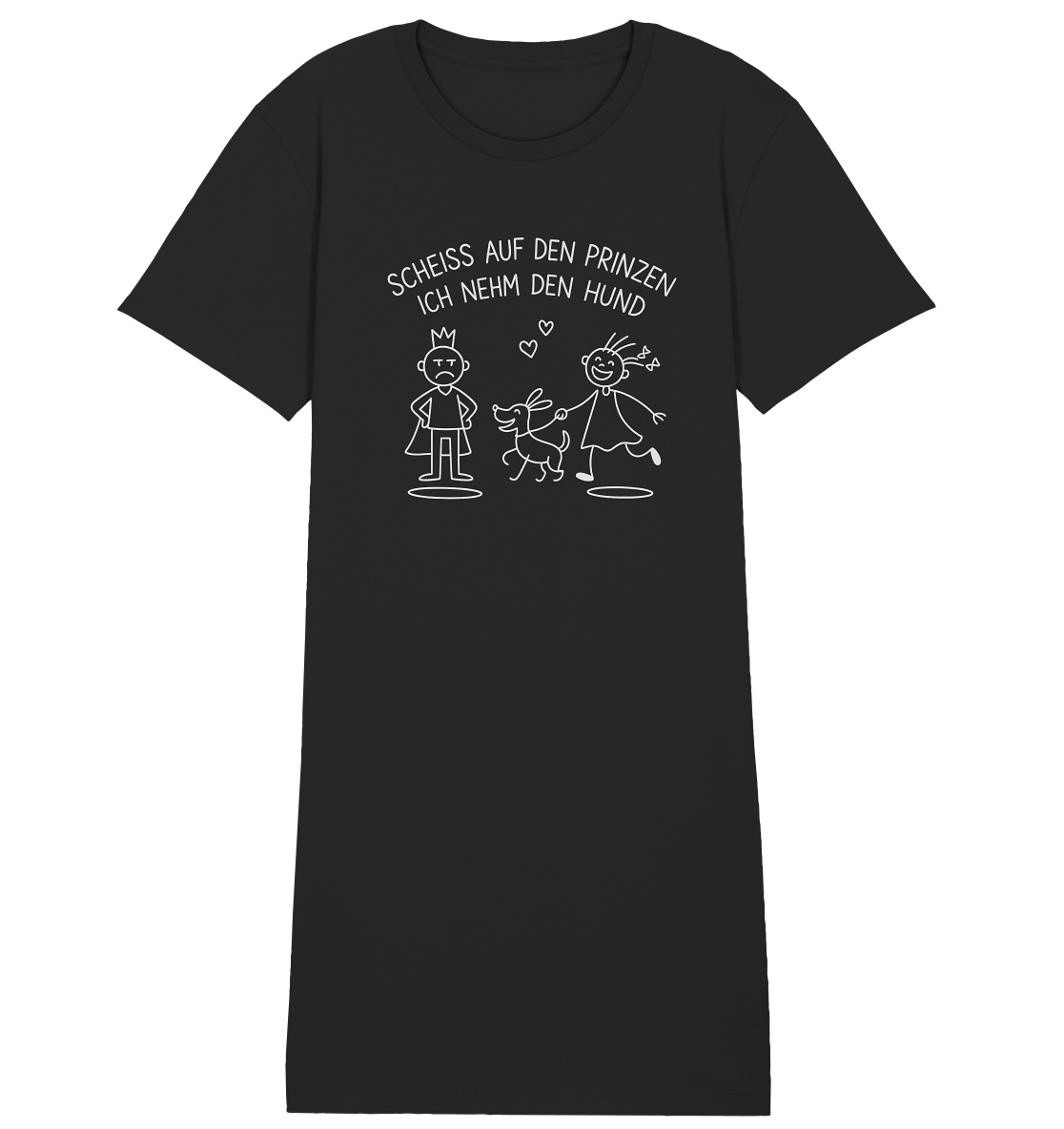 Scheiss auf den Prinzen ich nehm den Hund - Ladies Organic Shirt Dress Black / XS