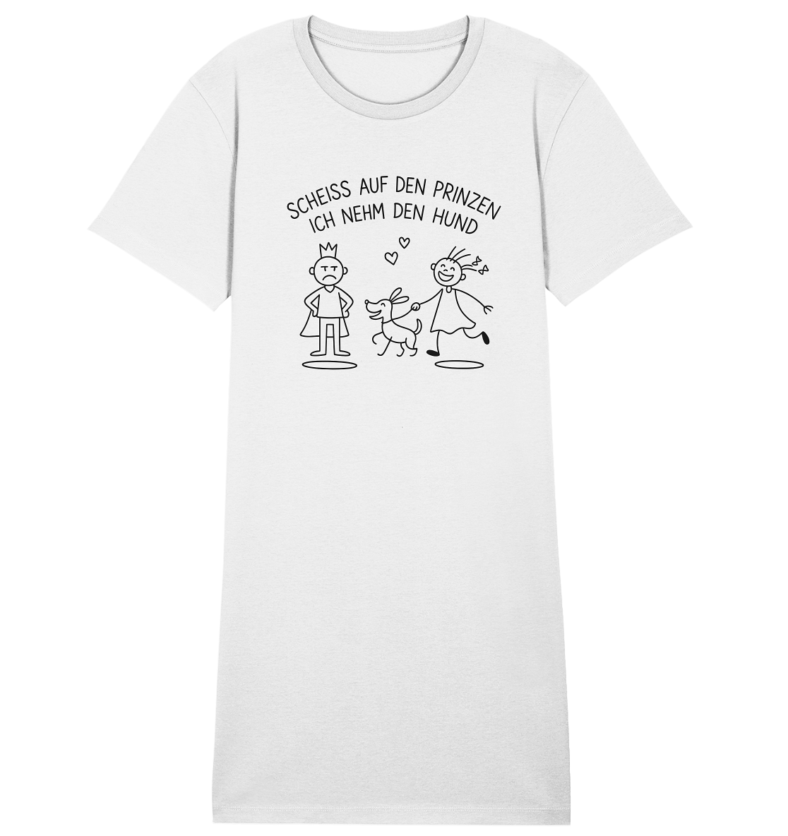 Scheiss auf den Prinzen ich nehm den Hund - Ladies Organic Shirt Dress White / XS