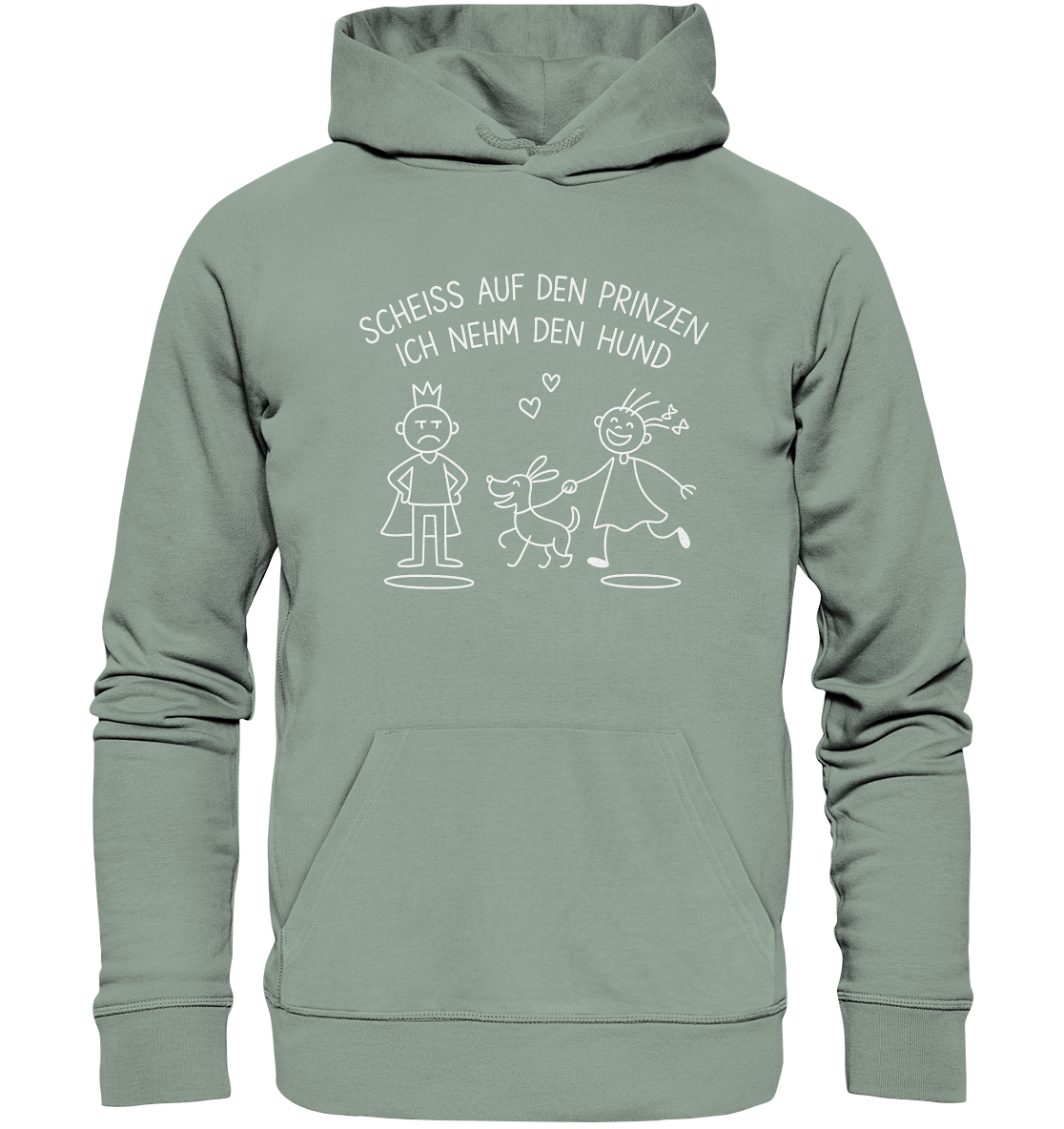 Scheiss auf den Prinzen ich nehm den Hund - Organic Hoodie Aloe / XS