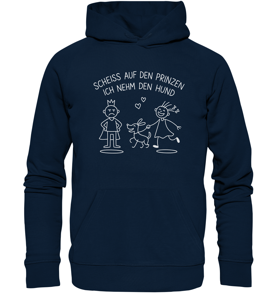 Scheiss auf den Prinzen ich nehm den Hund - Organic Hoodie French Navy / XS