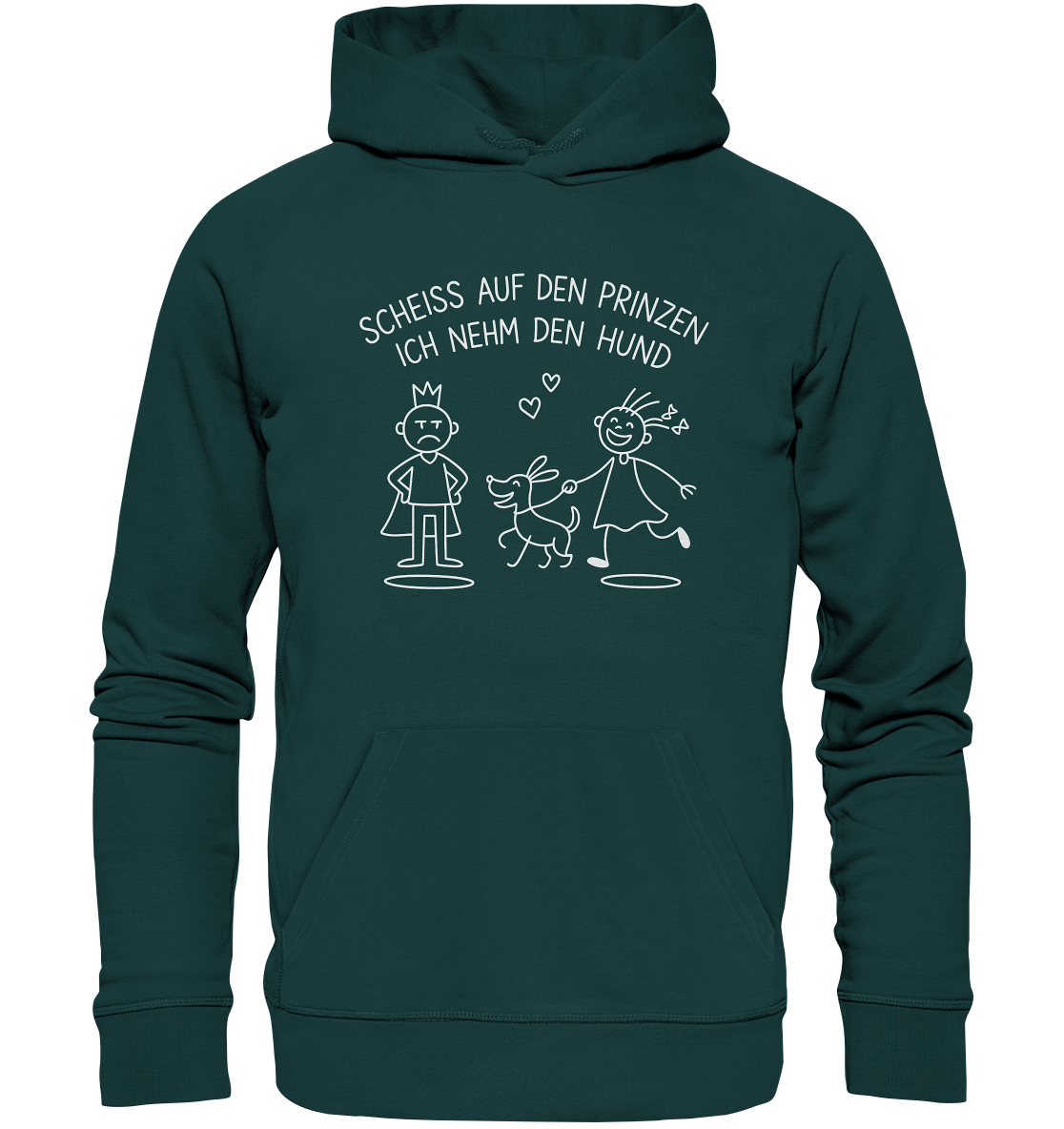Scheiss auf den Prinzen ich nehm den Hund - Organic Hoodie Glazed Green / XS