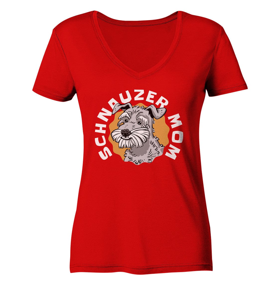 Schnauzer Mom - Ladies V-Neck Shirt Red / XS