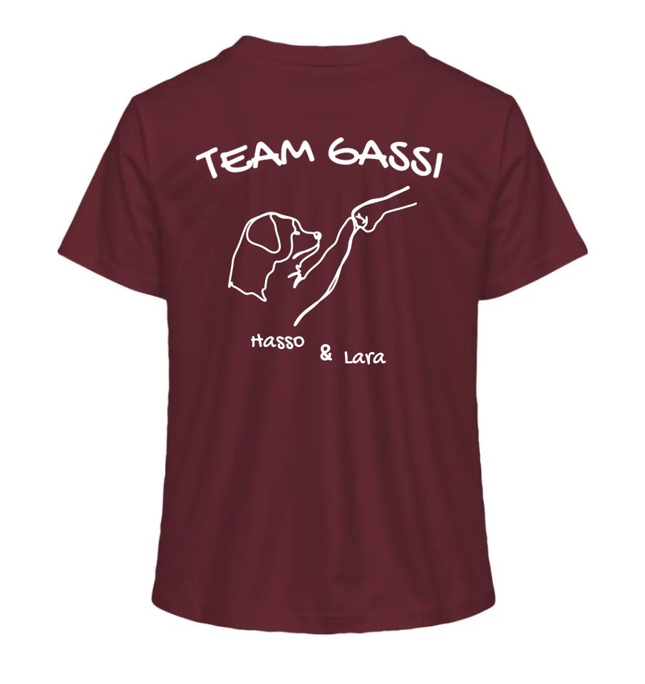 Team Gassi (Rückendruck) - Personalisierbar - Ladies Organic Shirt Burgundy / XS