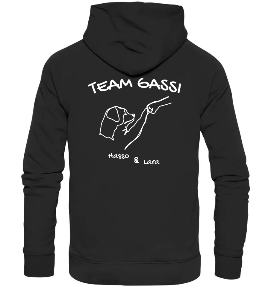 Team Gassi (Rückendruck) - Personalisierbar - Organic Hoodie Black / XS