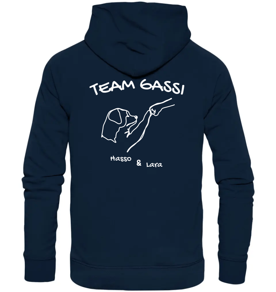 Team Gassi (Rückendruck) - Personalisierbar - Organic Hoodie French Navy / XS