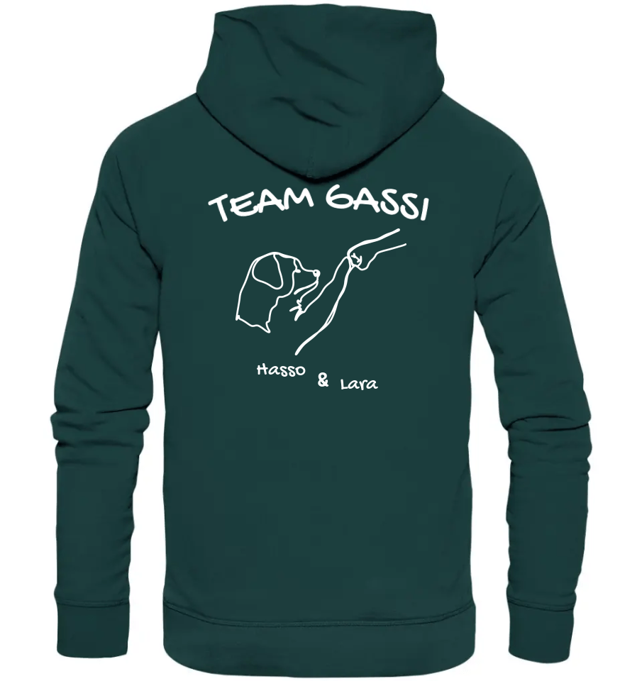 Team Gassi (Rückendruck) - Personalisierbar - Organic Hoodie Glazed Green / XS
