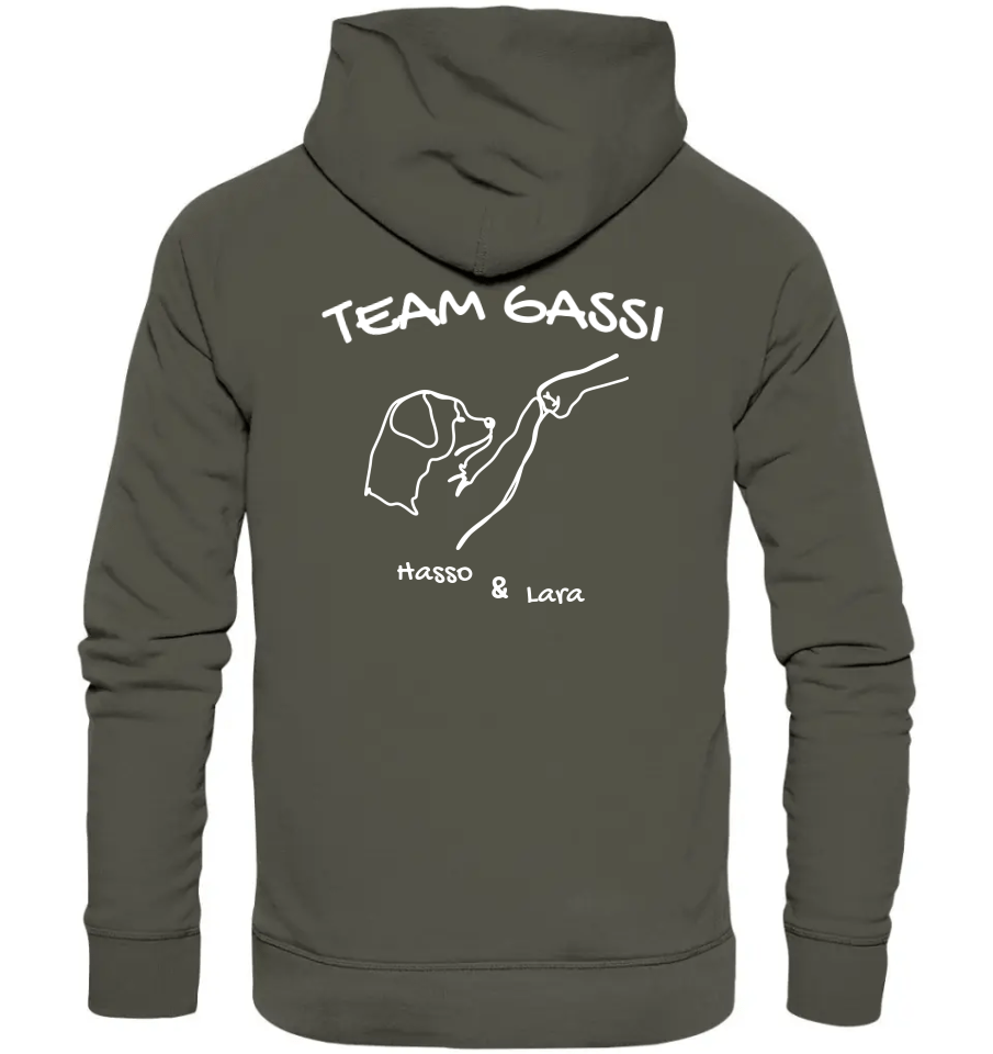 Team Gassi (Rückendruck) - Personalisierbar - Organic Hoodie Khaki / XS