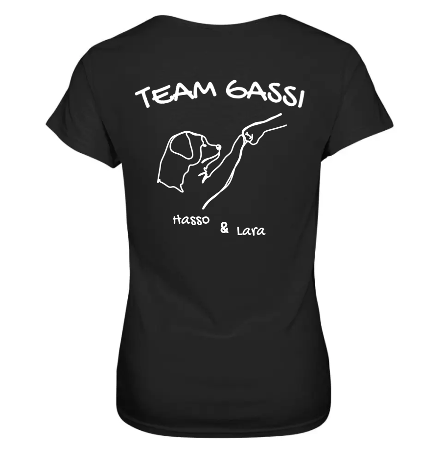 Team Gassi (Rückendruck) - personalisiert (inkl. mit/ohne Hundename) - Ladies Premium Shirt Black / XS