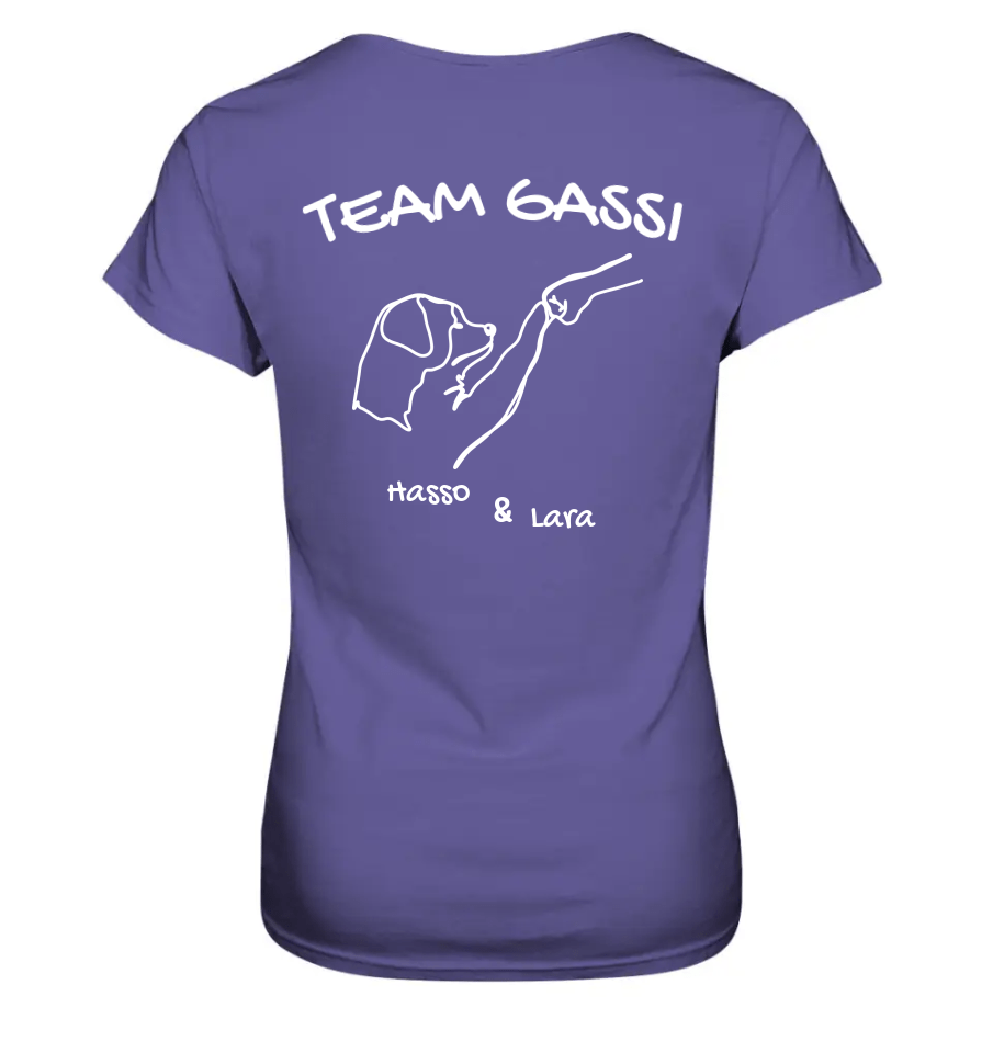 Team Gassi (Rückendruck) - personalisiert (inkl. mit/ohne Hundename) - Ladies Premium Shirt Millenial Lilac / XS