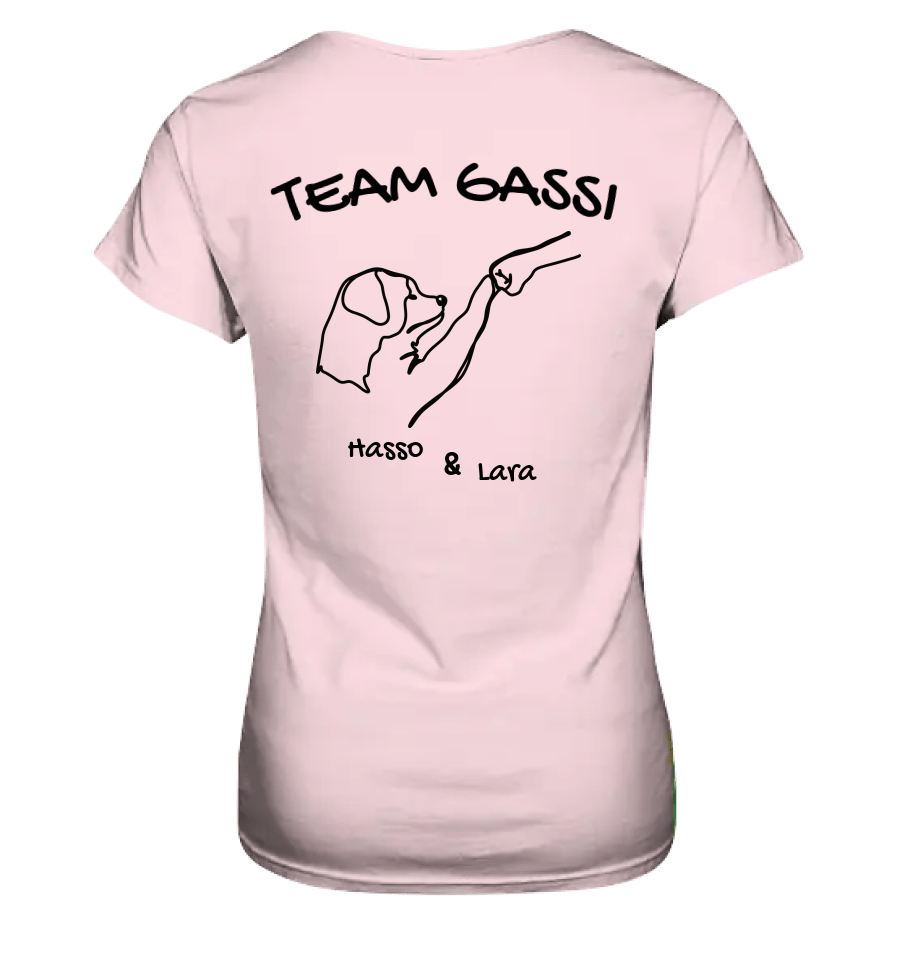 Team Gassi (Rückendruck) - personalisiert (inkl. mit/ohne Hundename) - Ladies Premium Shirt Orchid Pink / XS