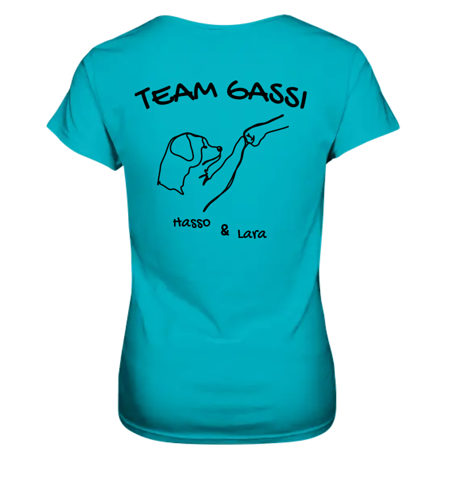 Team Gassi (Rückendruck) - personalisiert (inkl. mit/ohne Hundename) - Ladies Premium Shirt Swimming Pool / XS