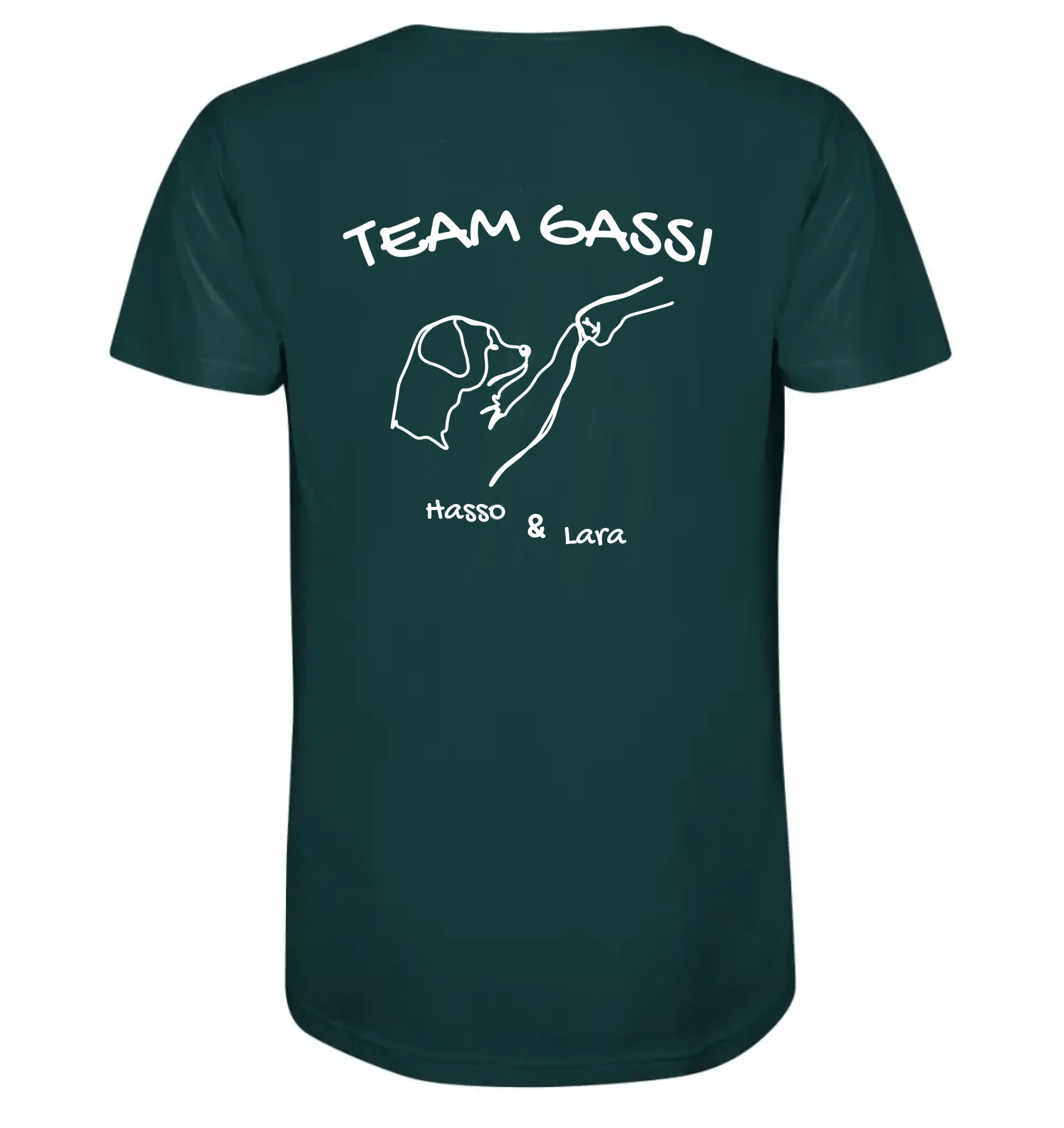 Team Gassi (Rückendruck) - personalisiert (inkl. mit/ohne Hundename) - Organic Shirt Glazed Green / XS