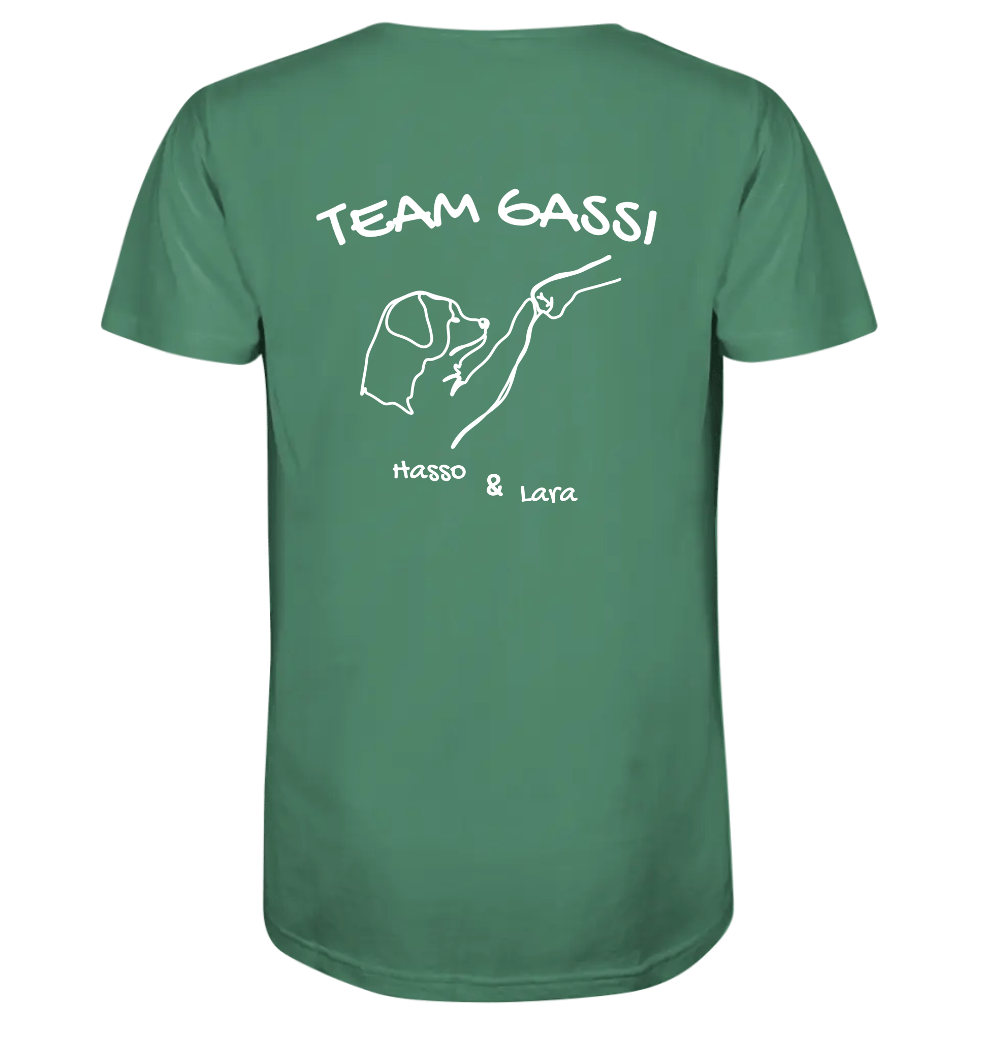 Team Gassi (Rückendruck) - personalisiert (inkl. mit/ohne Hundename) - Organic Shirt Green Bay / XS