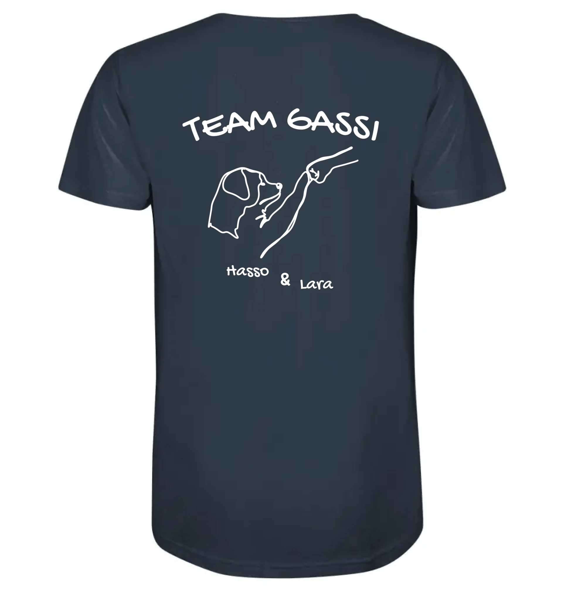 Team Gassi (Rückendruck) - personalisiert (inkl. mit/ohne Hundename) - Organic Shirt India Ink Grey / XS