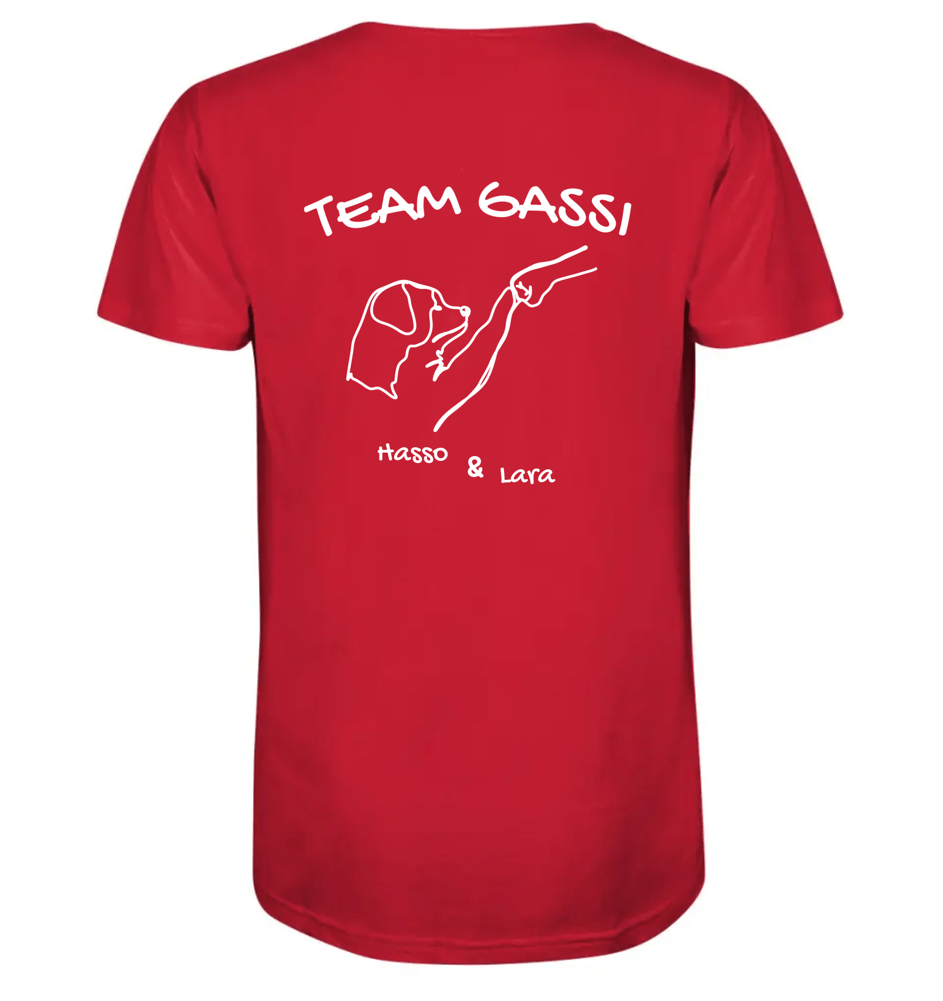 Team Gassi (Rückendruck) - personalisiert (inkl. mit/ohne Hundename) - Organic Shirt Red / XS