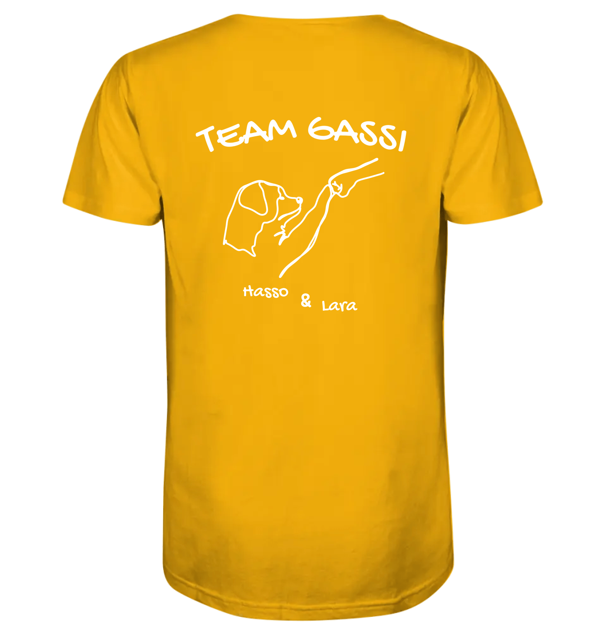 Team Gassi (Rückendruck) - personalisiert (inkl. mit/ohne Hundename) - Organic Shirt Spectra Yellow / XS