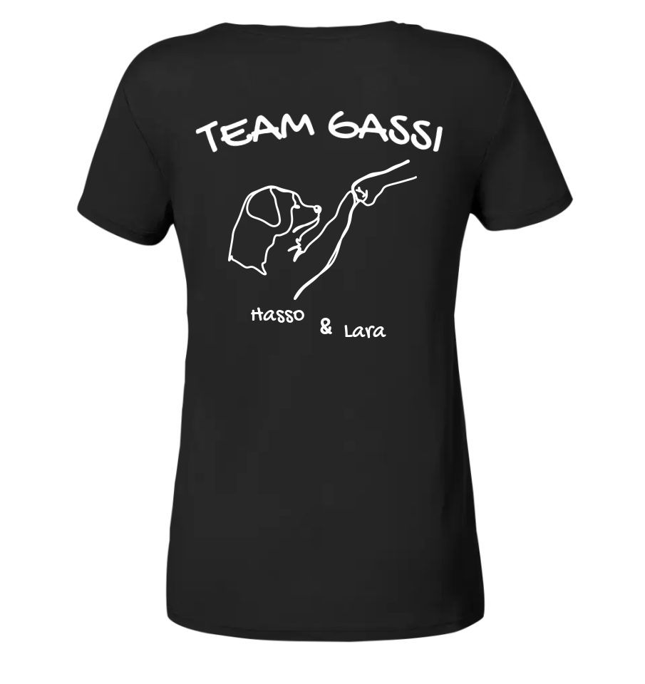 Team Gassi (Rückendruck) - personalisiert - Ladies V-Neck Shirt